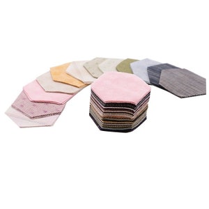 Precut Yarn-Dyed Hexagons ~ Medium Precut Hexies ~ 3.8cm ~ 100 pieces ~ Japanese Quilting Fabric ~ Patchwork ~ Haori Taiwan ~ 100% Cotton