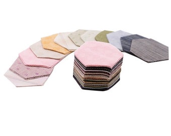 Precut Yarn-Dyed Hexagons ~ Medium Precut Hexies ~ 3.8cm ~ 100 pieces ~ Japanese Quilting Fabric ~ Patchwork ~ Haori Taiwan ~ 100% Cotton