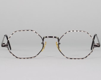 60s Vintage Eyeglasses | Black Octagonal Eyeglass Frame | 1960s Hudson Optical Glasses | Made in USA | 60s Deadstock | 1/20 12k Gold Filled