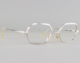 1970s Vintage Glasses Frames | Hexagonal Eyeglasses | 70s Eyeglass Frame | Deadstock Eyewear - Peerage Silver