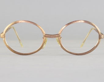 1970s Glasses Frames | Vintage Gold Eyeglass Frame | Round 70s Eyeglasses | Deadstock Eyewear - Gina