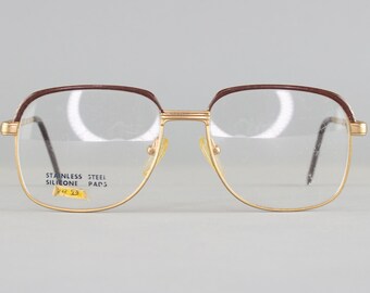 Vintage Glasses Frames | 80s Gold & Brown Eyeglasses | 1980s Deadstock Eyewear - Steele