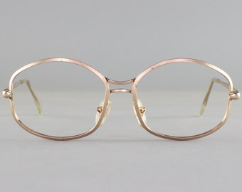 Vintage Eyeglasses | 70s Glasses | Gold Octagon Eyeglass Frame 