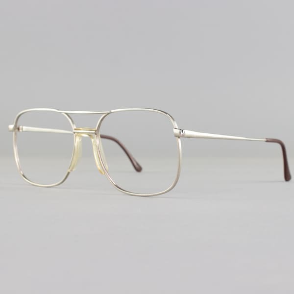 Montures de lunettes aviateur argentées des années 80 | lunettes vintage | Lunettes aviateur argentées des années 1980 | Cadre de lunettes des années 1980 | Lunettes Deadstock - Roi