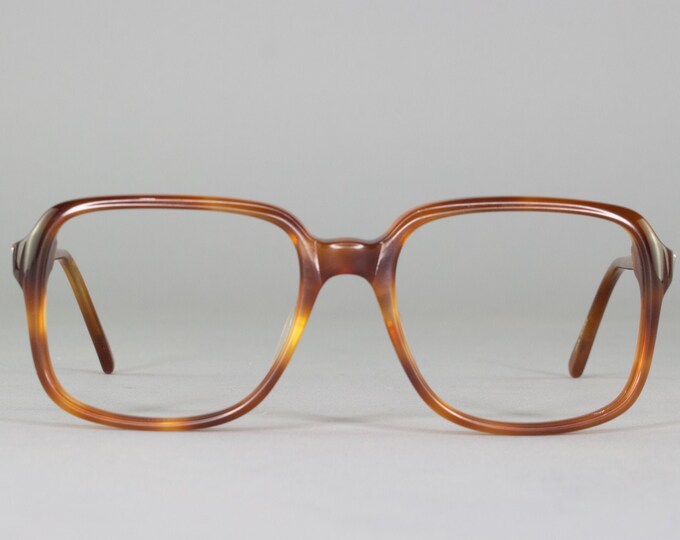 70s Vintage Glasses Amber Eyeglasses Square Eyeglass Frame Deadstock