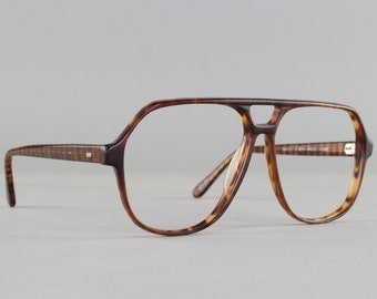 Vintage 80s Eyeglasses | Brown Aviator Eyeglass Frame | 1980s Aesthetic Eyeglasses - REM Z87