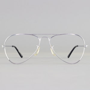 Vintage 80s Glasses Frames | Silver Aviator Glasses | 1980s Eyeglass Frame | Deadstock Eyewear - Large Slv