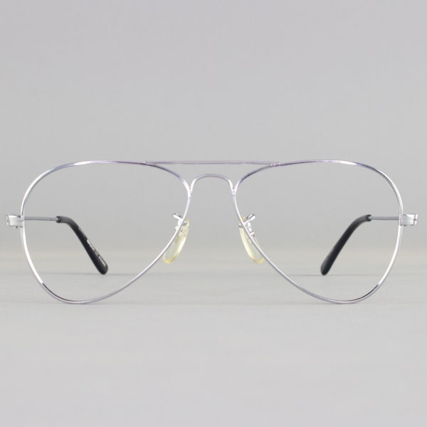 montures de lunettes vintage des années 80 | Lunettes d'aviateur argentées | Monture de lunettes des années 1980 | Lunettes Deadstock - Grand Slv