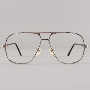 80s Pewter Vintage Aviator Glasses | 80s Frames | 1980s Eyeglass Frame | Dead Stock Eyewear - Cannon Pewter