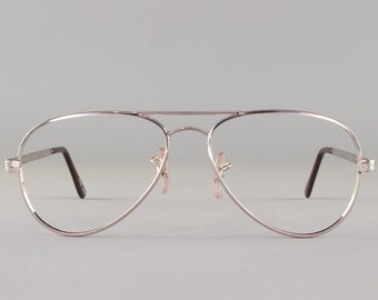 Silver Aviator Glasses | Vintage 80s Glasses | 1980s Eyeglass Frame | Deadstock Eyewear - Jet Gold