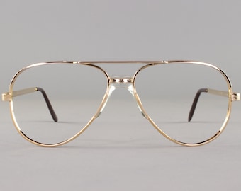 Monturas de gafas vintage / Gafas de aviador doradas de los 80 / Monturas de gafas de los 80 / Gafas de stock muerto - Iron Man Gold