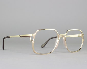 80s Glasses | Vintage Eyeglasses | Gold Eyeglass Frame | 1980s Aesthetic - Trance