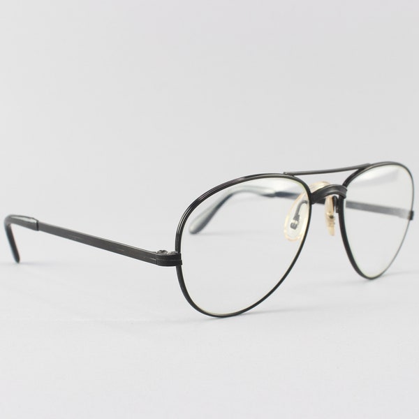 Vintage 1980s Eyeglasses | Vintage Aviator Glasses Frame | 80s Eyeglass Frames | Deadstock Eyewear - Photo Black