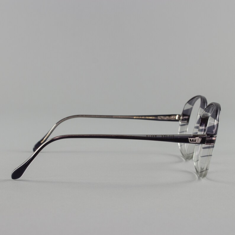 Vintage Eyeglass Frame Oversized Clear Grey Stripe 80s Etsy