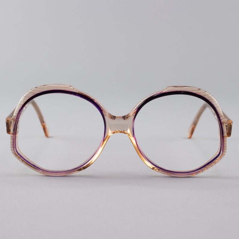 70s Vintage Glasses Clear Purple Round Eyeglasses Oversized Eyeglass Frame Ravenna 1 image 1