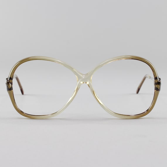 Vintage 80s Eyeglasses Oversized Eyeglass Frame Clear Brown 1980s Glasses