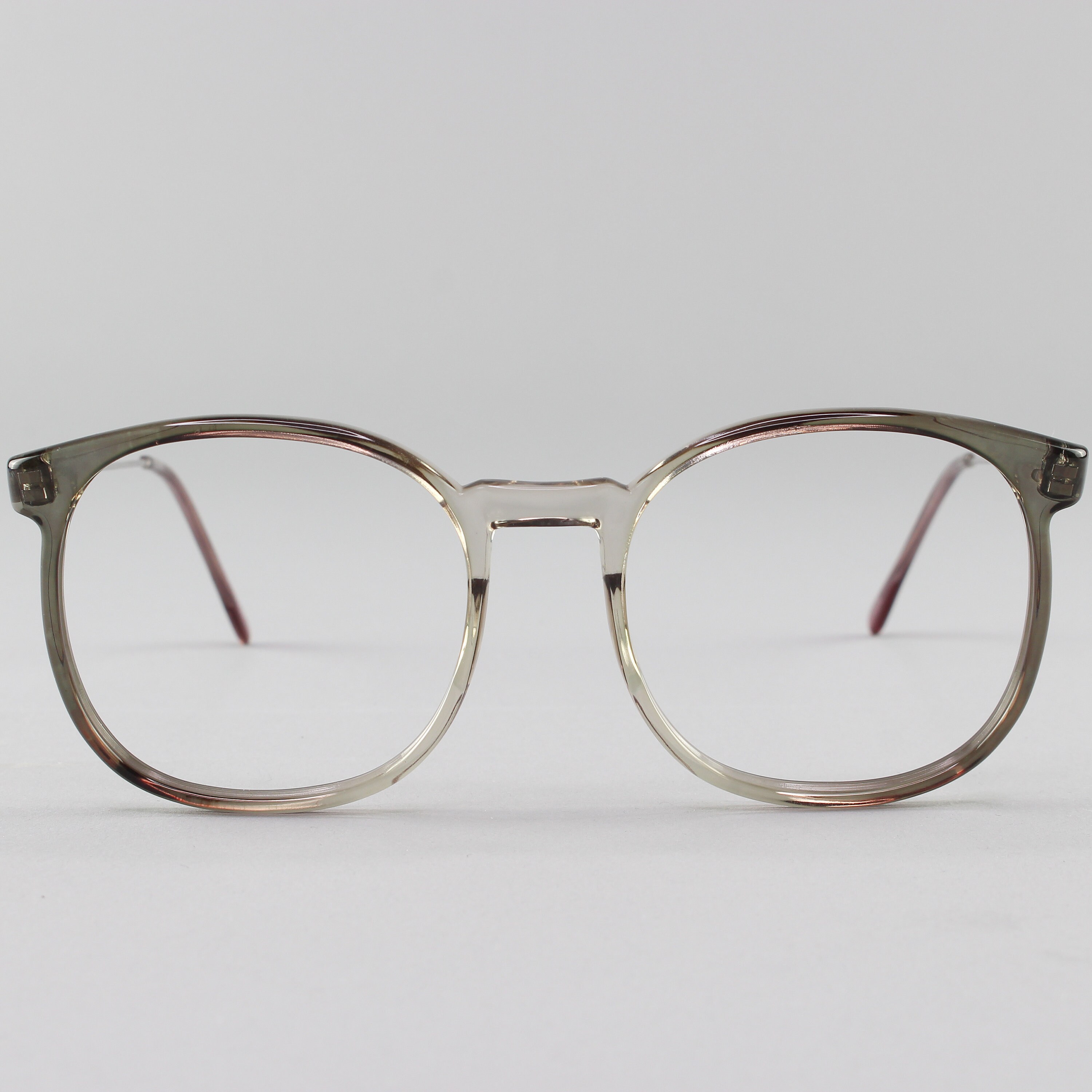 80s Vintage Glasses Clear Gray Round Eyeglass Frame 1980s Etsy