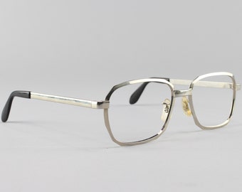 70er Brillengestell | Vintage Brille | Silber geometrischer Brillenrahmen | Deadstock Eyewear - Hipster Silber