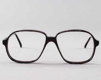 80s Vintage Glasses | Oversized Dark Tortoiseshell Eyeglass Frame | 1980s Eyeglasses - Pisa 3627