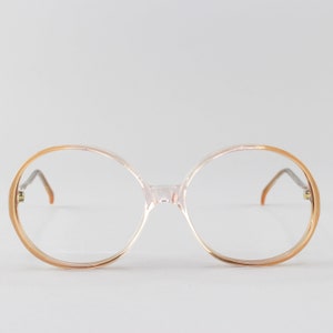 Vintage Eyeglasses | 70s Glasses | Round Eyeglass Frame | Clear Beige Glasses - Rony 9911