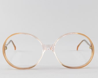 Vintage Eyeglasses | 70s Glasses | Round Eyeglass Frame | Clear Beige Glasses - Rony 9911