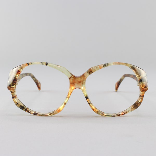 80s Vintage Eyeglasses | Yellow Oversized Round Glasses | 1980s Eyeglass Frame | Deadstock Eyewear - Odile Olea