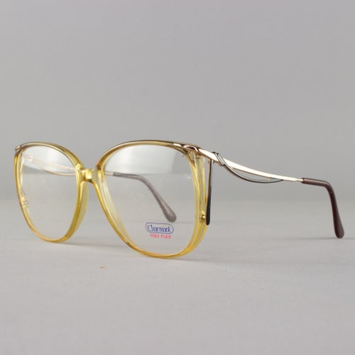 1980s Vintage Oversized 80s Eyeglasses Clear Brown Etsy