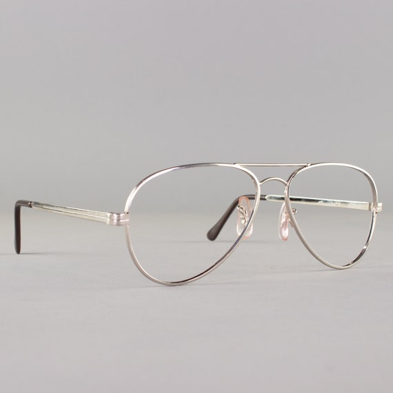 Vintage 80s Grey Marble Silver Aviator Eyeglasses 