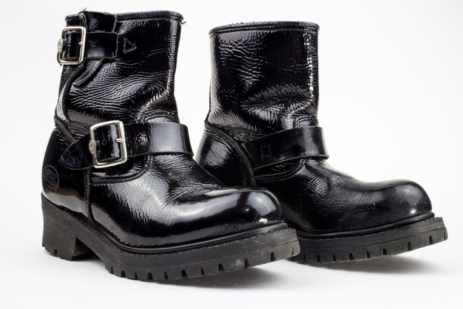 bryce leather and logo platform combat boot