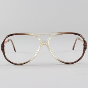 Vintage Glasses | Aviator Eyeglass Frames | Clear Brown 80s Eyeglasses - January Brown