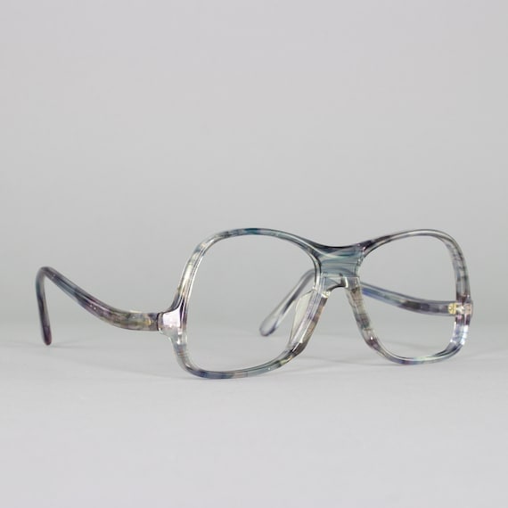 80s Glasses  Unique Clear Blue Vintage Eyeglasses  Made in - Etsy