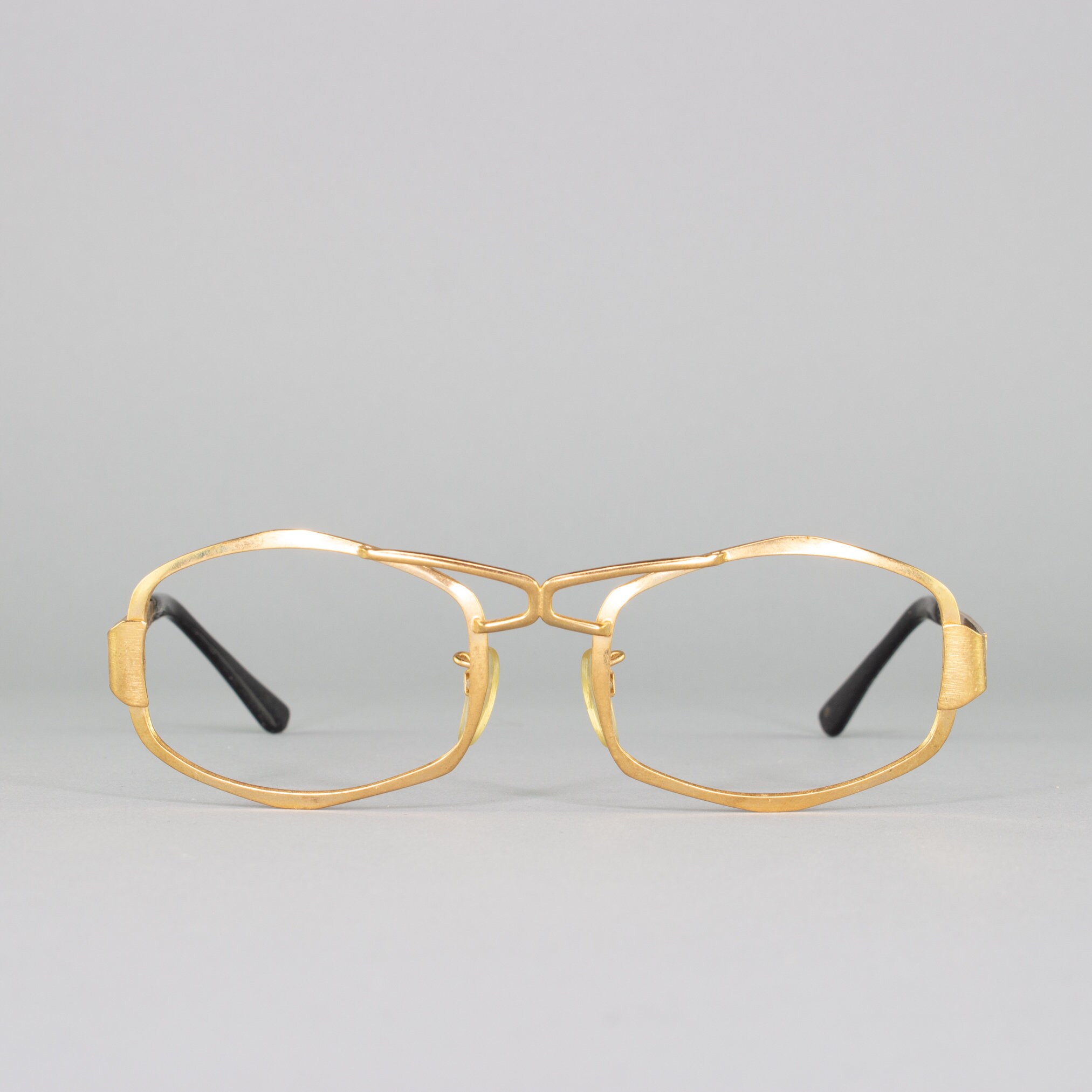 60s Glasses Vintage Eyeglasses Made in Italy 20/000 Gold Eyeglass Frame 1960s Aesthetic