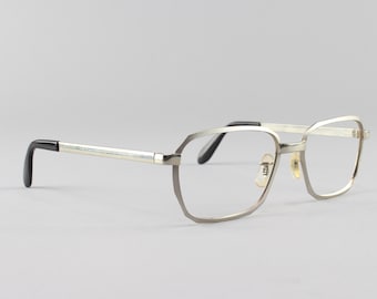 Vintage 70s Glasses Minimalist Eyeglasses Silver Eyeglass Frame Vintage Deadstock - Hipster Silver Satin