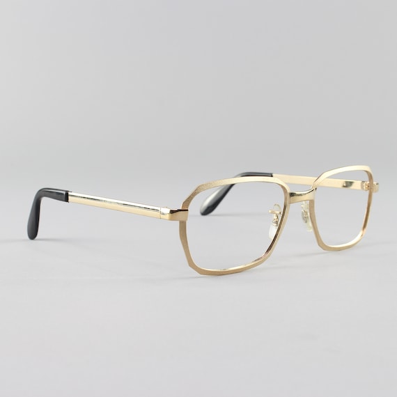 70s Glasses | Gold Vintage Eyeglasses | Geometric 