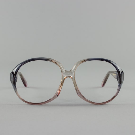 70s Vintage Glasses Round Oversized Eyeglasses Clear Blue and Purple  Eyeglass Frame Atlanta 1 