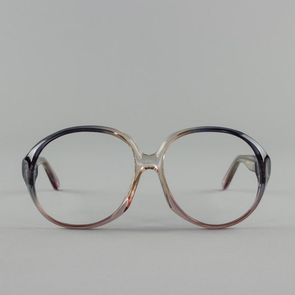 70s Vintage Glasses | Round Oversized Eyeglasses | Clear Blue and Purple Eyeglass Frame - Atlanta 1