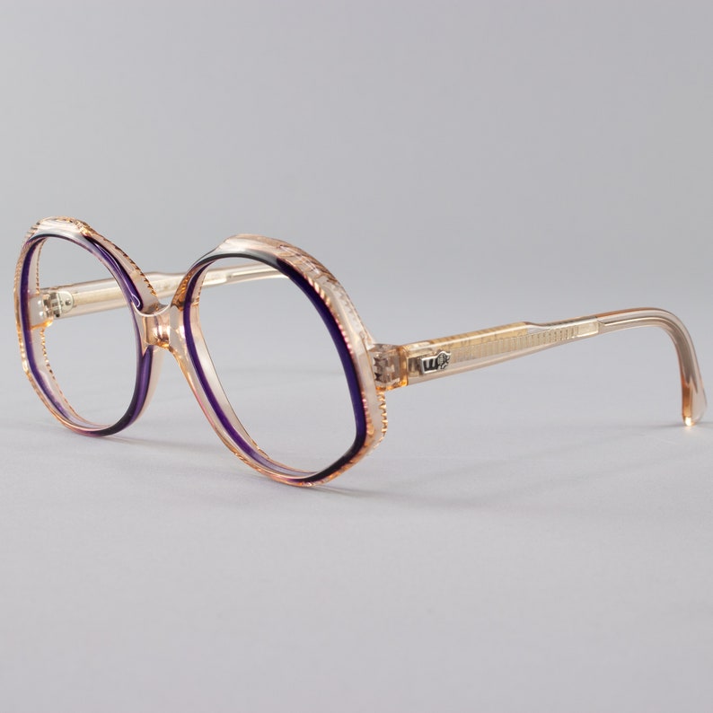 70s Vintage Glasses Clear Purple Round Eyeglasses Oversized Eyeglass Frame Ravenna 1 image 2