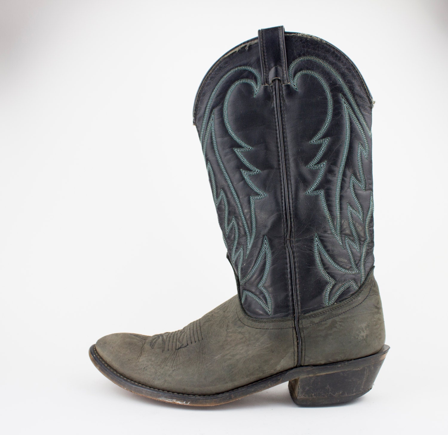 80s Vintage Black Cowboy Boots | Laredo 