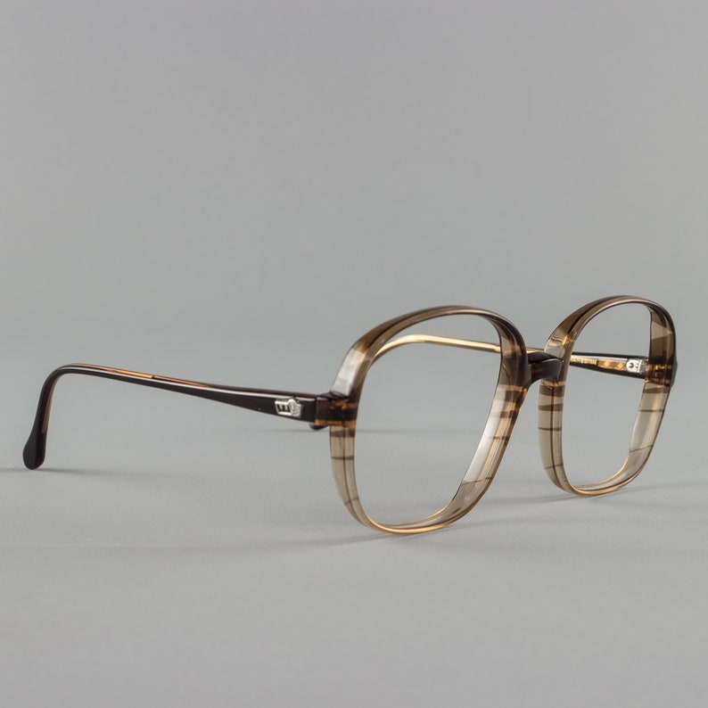 80s Vintage Eyeglass Frame Clear Brown Stripe Glasses Etsy