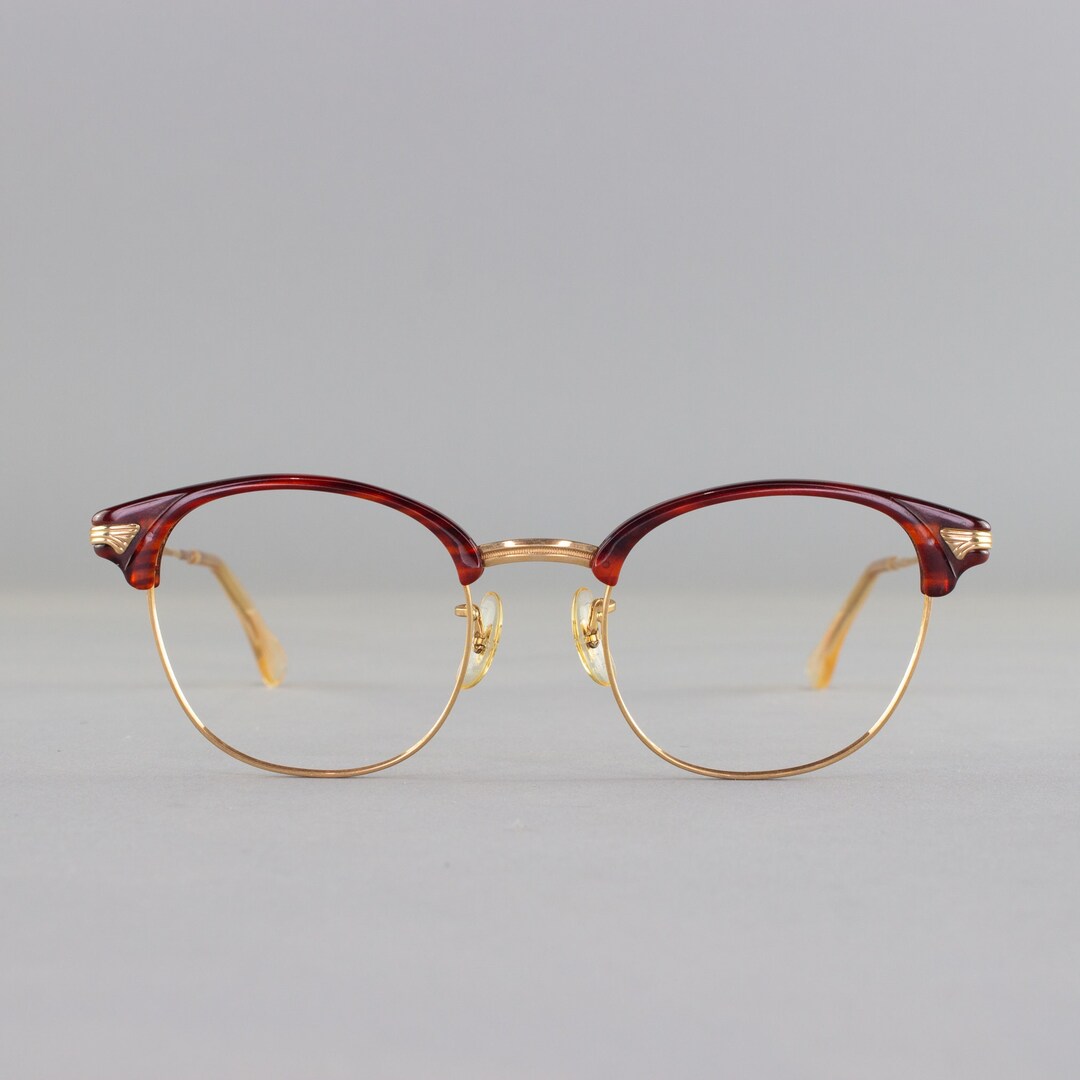 Vintage Eyeglasses 60s Artcraft Glasses Frames Tortoise & Gold Eyeglass