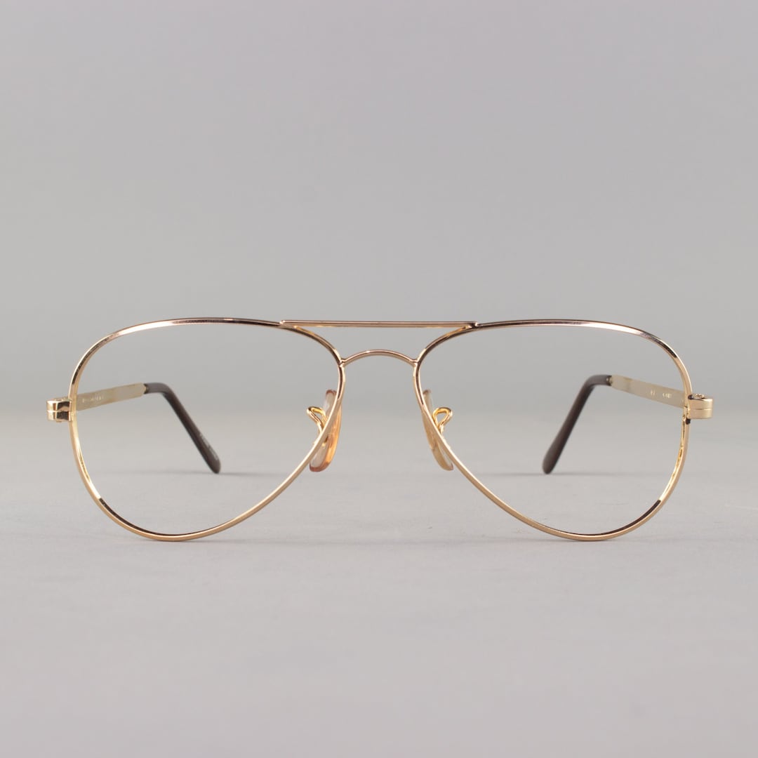 Gold Aviator Glasses Vintage 80s Glasses 1980s Eyeglass 