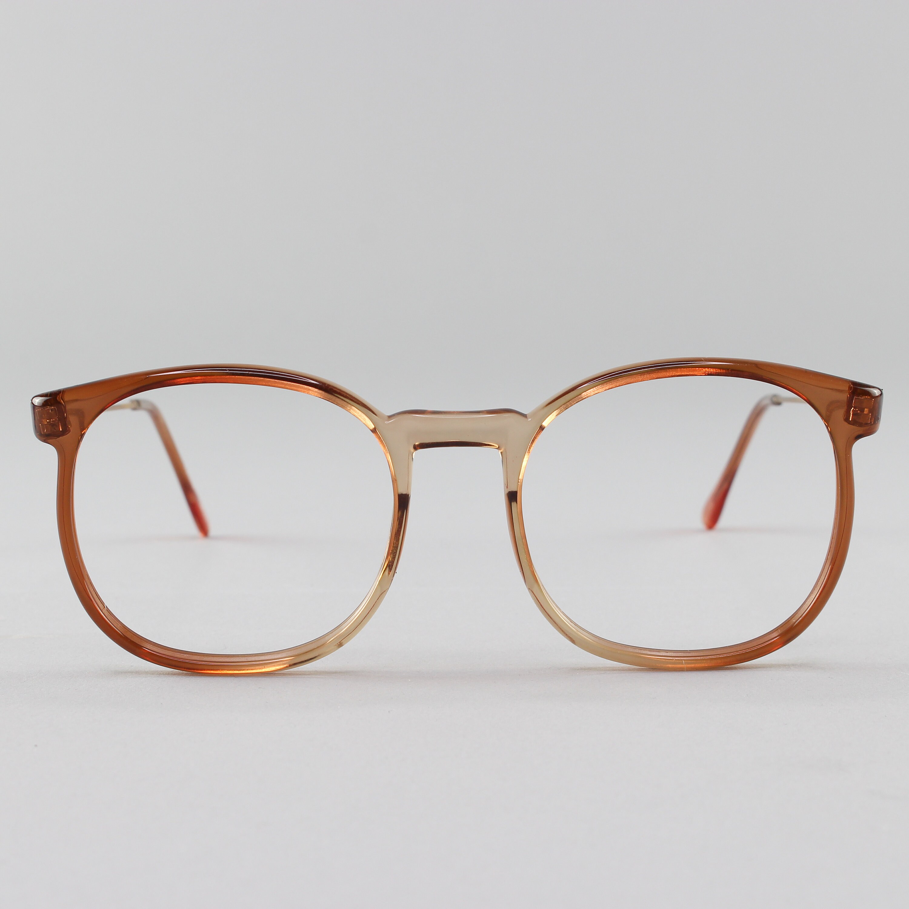 Vintage Eyeglasses Round 80s Glasses Clear Brown Eyeglass Frame