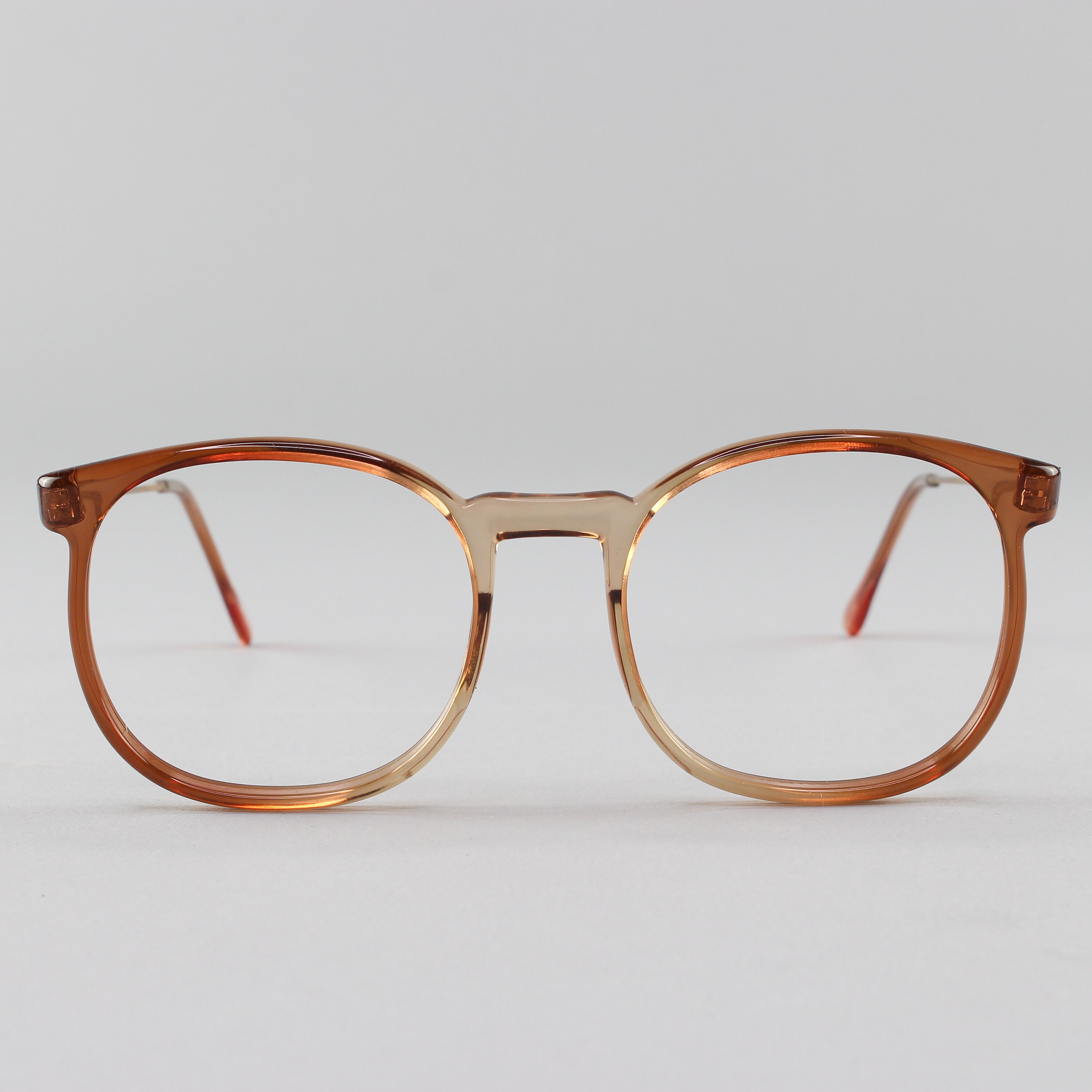 Vintage Eyeglasses | Round 80s Glasses | Clear Brown Eyeglass Frame