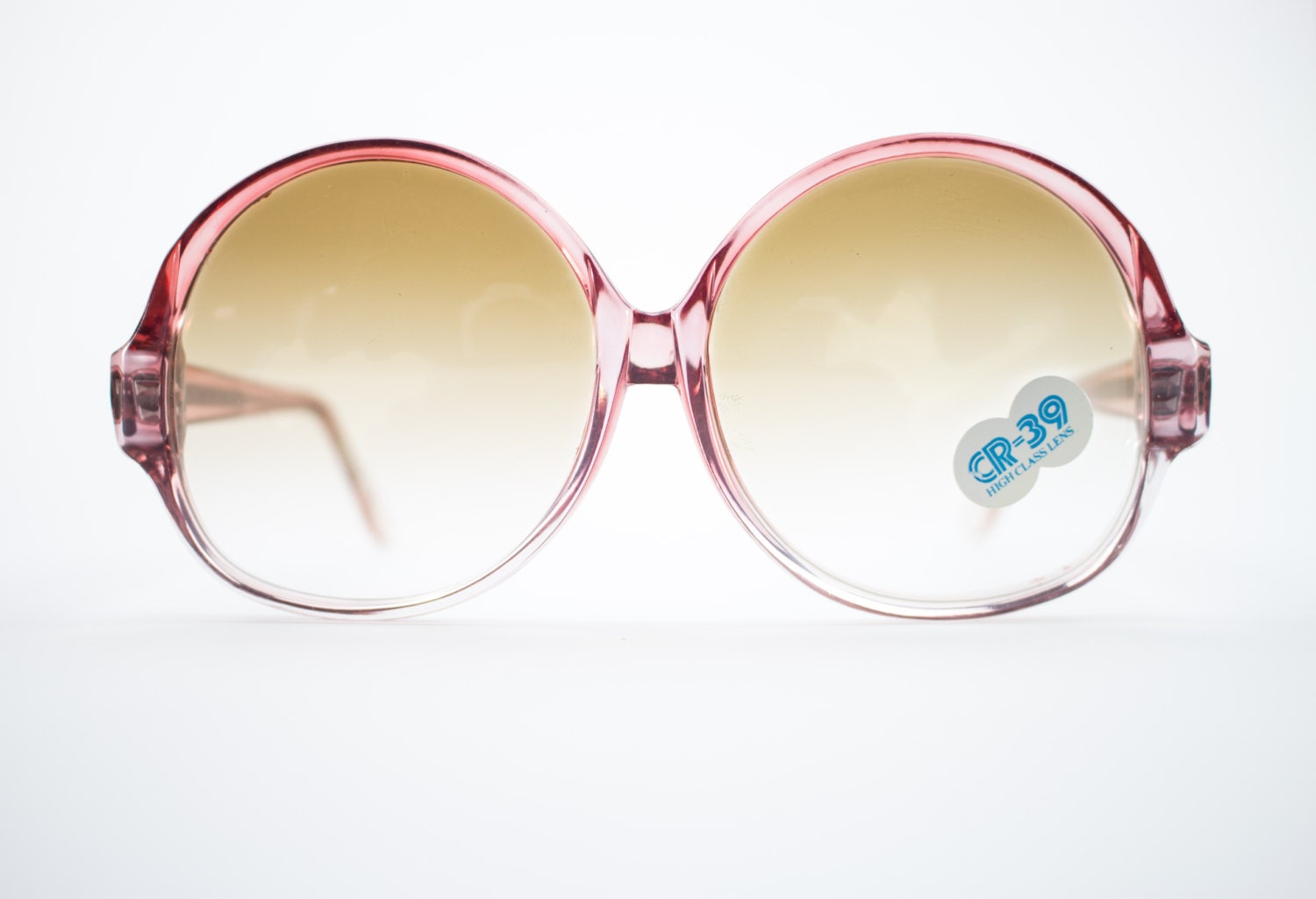 70s Vintage Sunglasses Round Oversize Clear Red Sunglasses 1970s