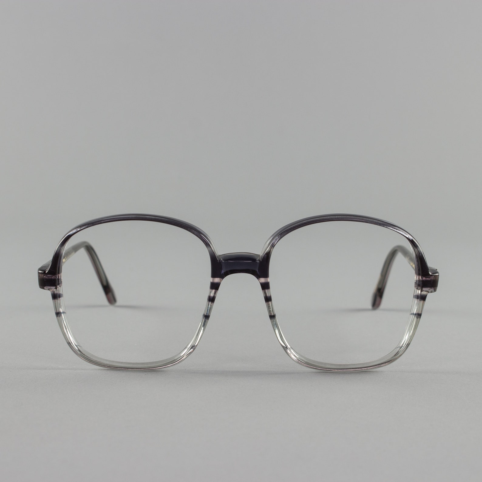 Vintage Eyeglass Frame Oversized Clear Grey Stripe 80s Etsy