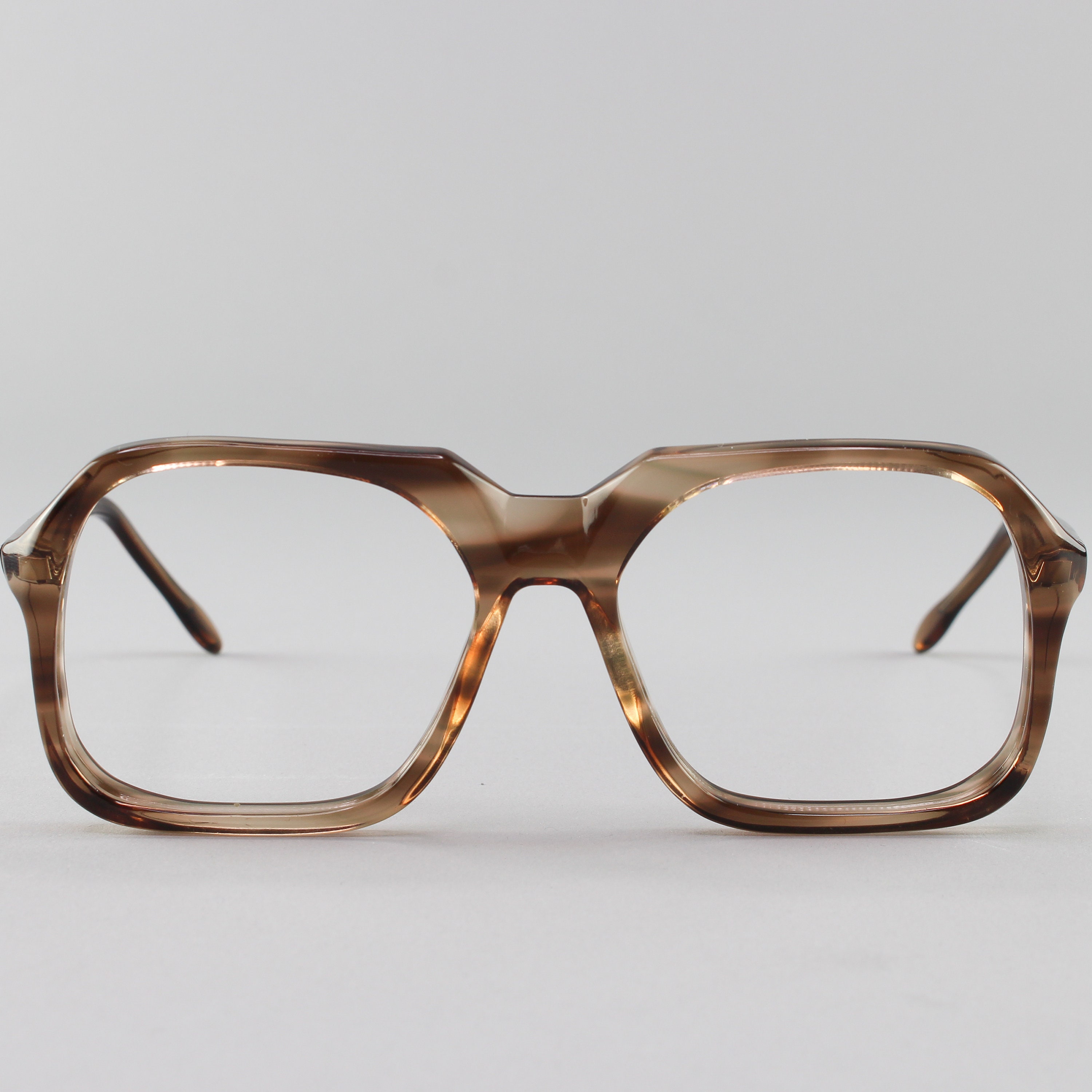 Vintage Eyeglasses 70s Glasses 1970s Clear Brown Square Eyeglass