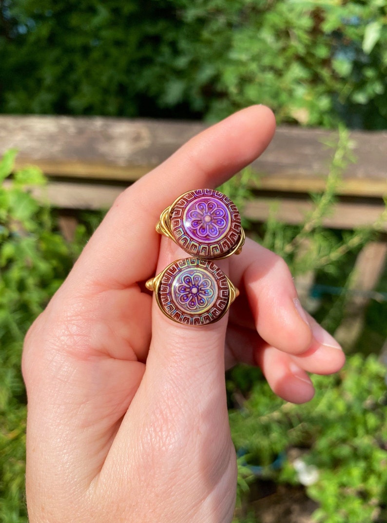 Mandala Mood Ring Color Changing Ring Flower Mood Ring Wire Etsy