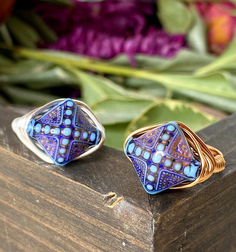 Mandala Mood Ring Color Changing Ring Flower Mood Ring Wire Etsy