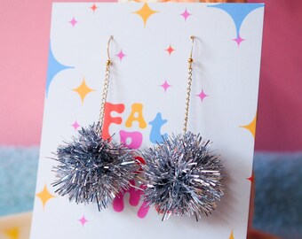 Mini Silver Tinsel Earrings