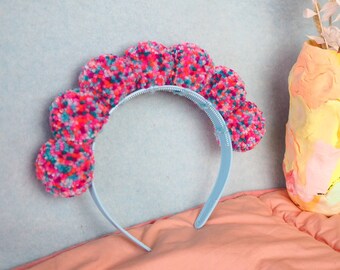 Pink Confetti Pom Pom Headband – Fun Handmade Hair Accessory & Christmas Gift